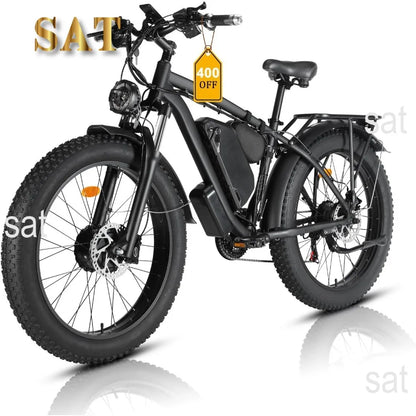 %a Electric Bike for Adults,   Dual Motor 2000W 48V/22.4Ah Removable Lithium Battery