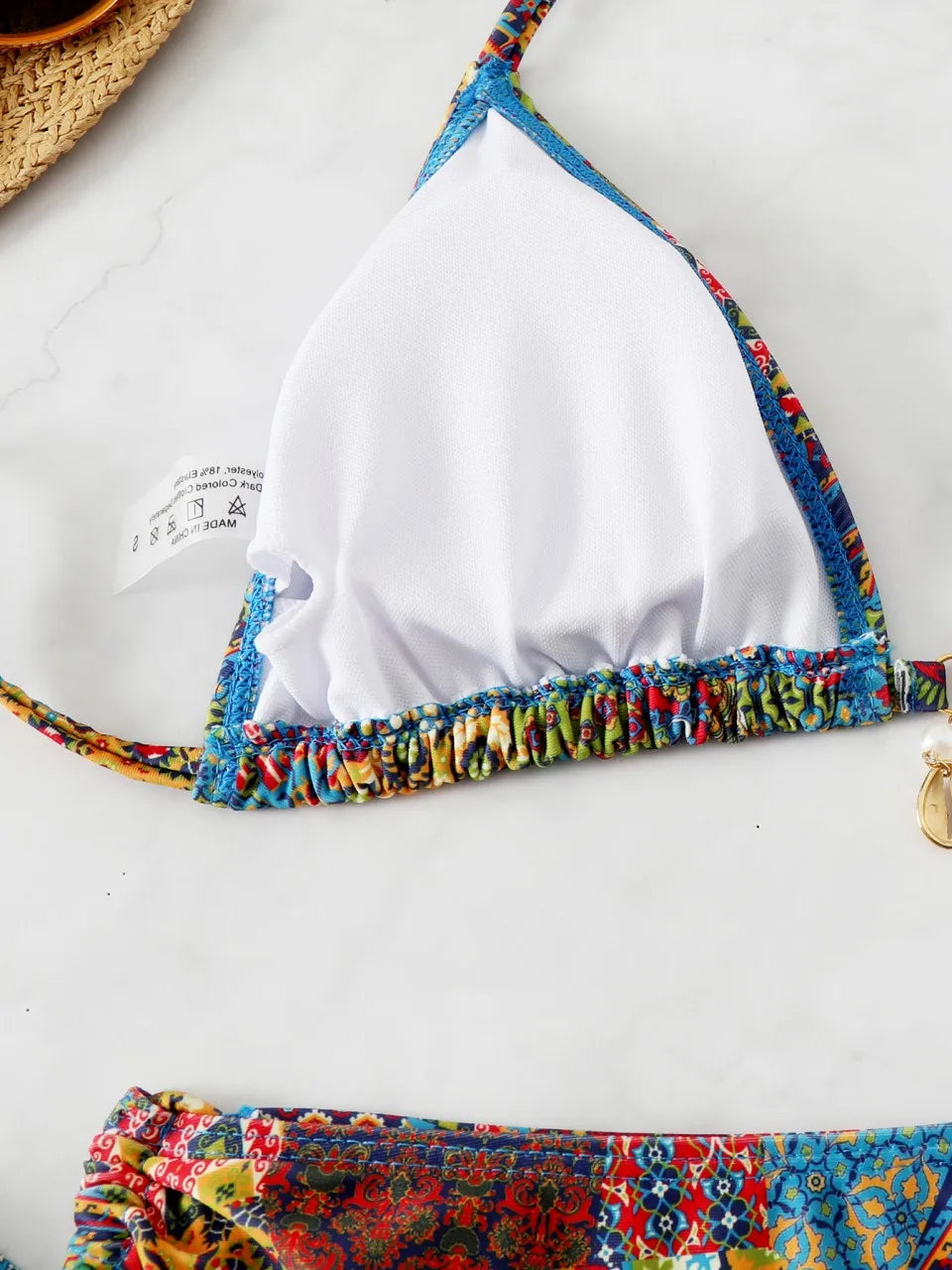 Ring Link Triangle Bikinis 2026 Women Lace Up Swimwear Printed Swimsuit Female Bathers Bathing Swimming Suit Beachwear Summer