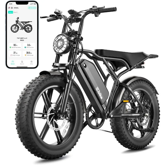 1500W Peak Motor Electric Bike for Adults 60 Miles Range 48V 15Ah Removable Battery 20 Inch Fat Tire
