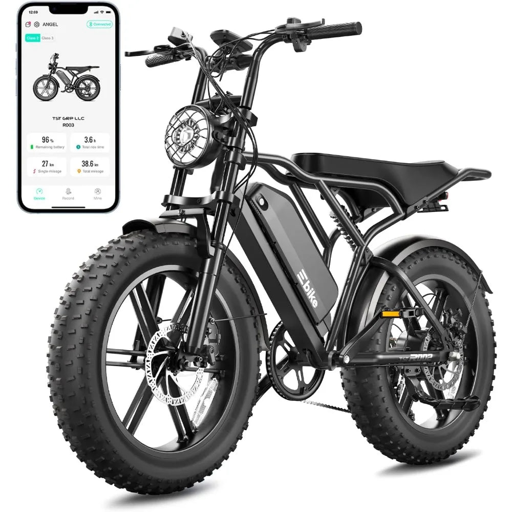 1500W Peak Motor Electric Bike for Adults 60 Miles Range 48V 15Ah Removable Battery 20 Inch Fat Tire