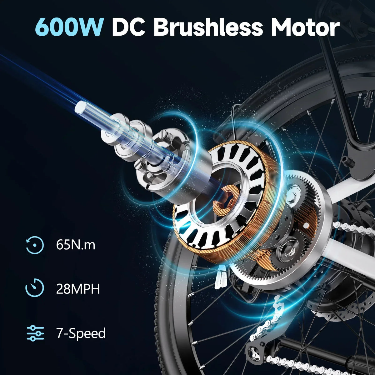 26-inch fashionable E-Bike, 600W brushless motor 48V-10.4ah lithium battery electric moped, adult electric bicycle