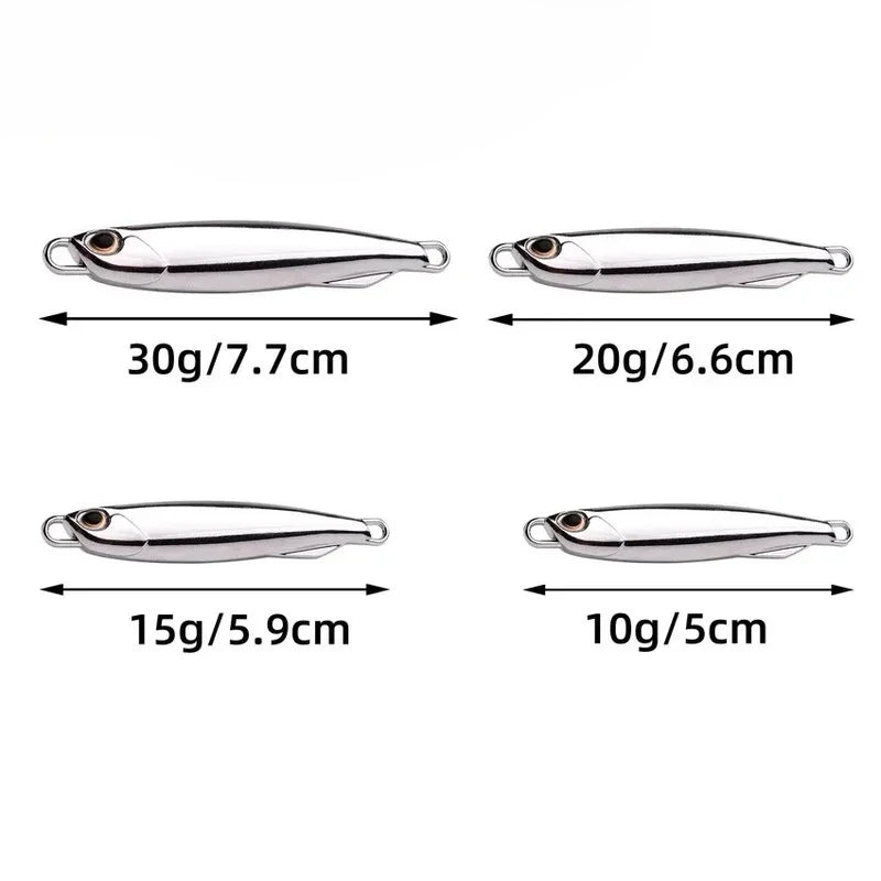 10pcs/pack Fishing Metal Jig Lures 30g 40g Plating Silvery Metal Jig Lure Sea Fishing Bait Fishing Lure Saltwater Bass Tackle