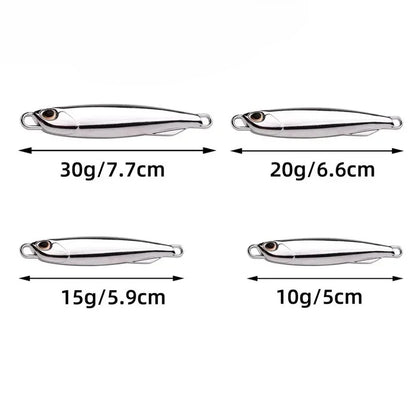 10pcs/pack Fishing Metal Jig Lures 30g 40g Plating Silvery Metal Jig Lure Sea Fishing Bait Fishing Lure Saltwater Bass Tackle