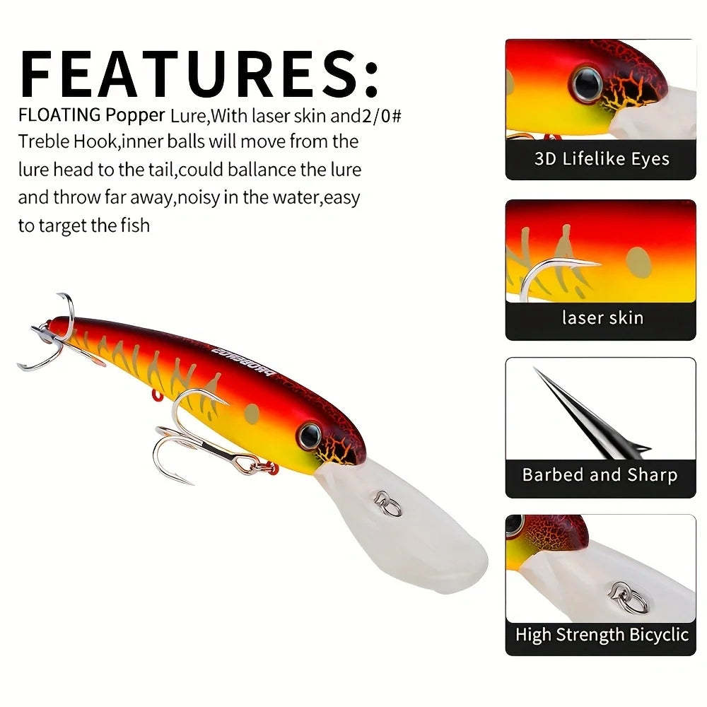 1pc 20cm Floating Fishing Lure with Hooks - Lifelike Artificial Bait for Freshwater and Saltwater Fishing