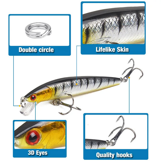 1 PCS 9g/10cm Fishing Lures Minnow Wobbler Floating Bass Trolling Artificial Hard Bait Crankbait Carp Pesca Fishing Tackle