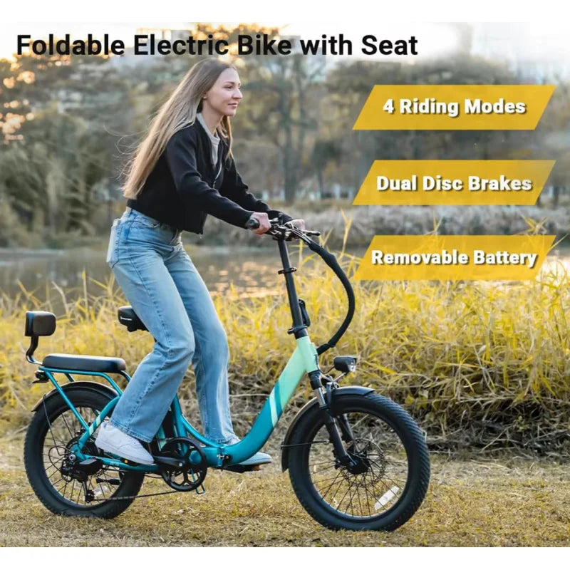 20inch foldable parent-child riding E-BIKE. 1000W brushless motor city electric bike, 48V13AH removable battery electric scooter