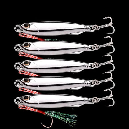 10pcs/pack Fishing Metal Jig Lures 30g 40g Plating Silvery Metal Jig Lure Sea Fishing Bait Fishing Lure Saltwater Bass Tackle