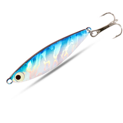 Fishing Lures Metal Jig Spinning Spoon Feather Carbon Hook Hard Artificial Bait Luminous Eye Sinking Casting Bass Tackle Pesca