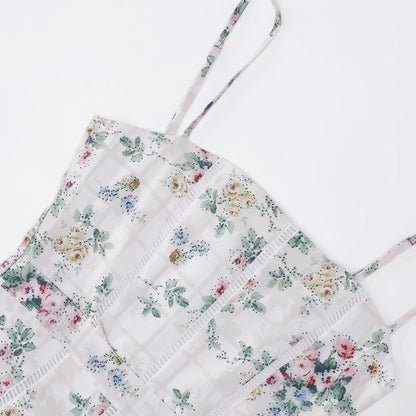 Mingmingxi Summer Floral Print Dress Elegant 2025 New Arrivals Spaghetti Strap Flare Dress Maxi Holiday Party Dresses Women
