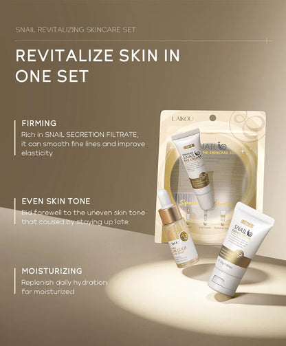 LAIKOU Vitamin C Skin Care Sets 3pcs Face Cream Serum Eye Cream Moisturizing Anti Wrinkles Facial Care Kit