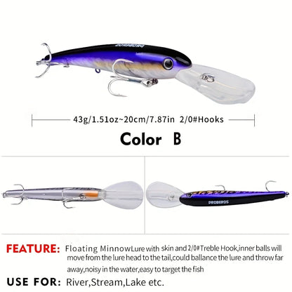 1pc 20cm Floating Fishing Lure with Hooks - Lifelike Artificial Bait for Freshwater and Saltwater Fishing