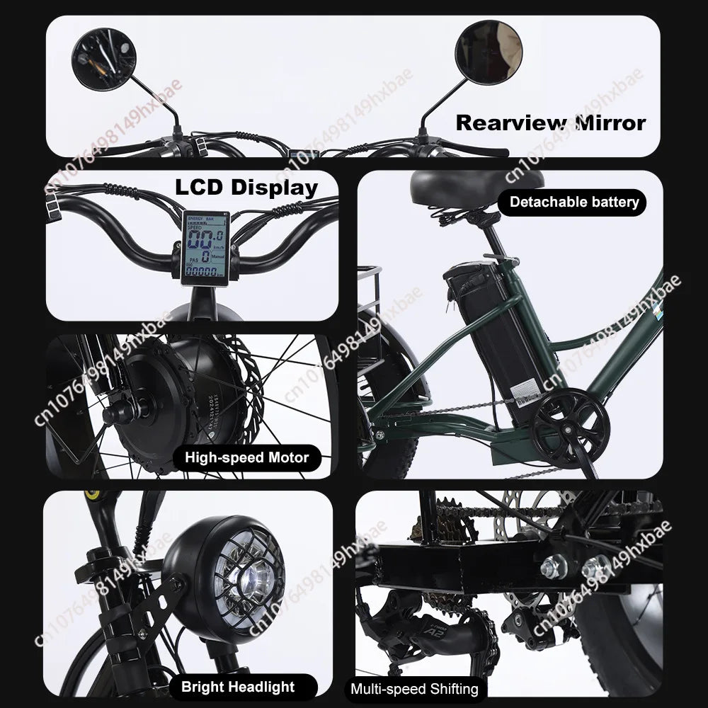 Electric Bike For Man 24-Inch 750W 48V Three Wheeled Electric Vehicle Fat Tire Pedal Powerful Electric Tricycle For Adults Elder