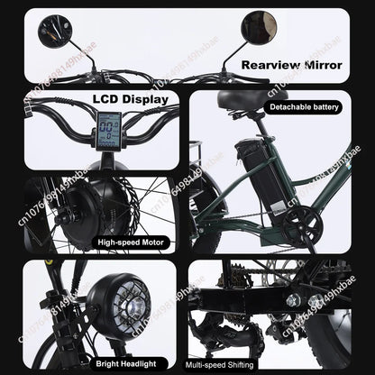 Electric Bike For Man 24-Inch 750W 48V Three Wheeled Electric Vehicle Fat Tire Pedal Powerful Electric Tricycle For Adults Elder
