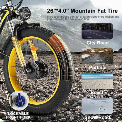 %a Electric Bike for Adults,   Dual Motor 2000W 48V/22.4Ah Removable Lithium Battery