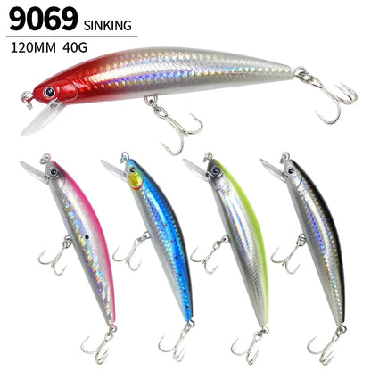 40g 120mm Heavy Sinking Minnow Lures Long Casting Artificial Hard Baits Seabass Trout Swimbait Pesca Wobbler Fishing Equipment
