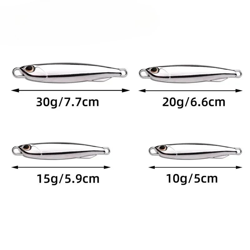10pcs/pack Fishing Metal Jig Lures 30g 40g Plating Silvery Metal Jig Lure Sea Fishing Bait Fishing Lure Saltwater Bass Tackle