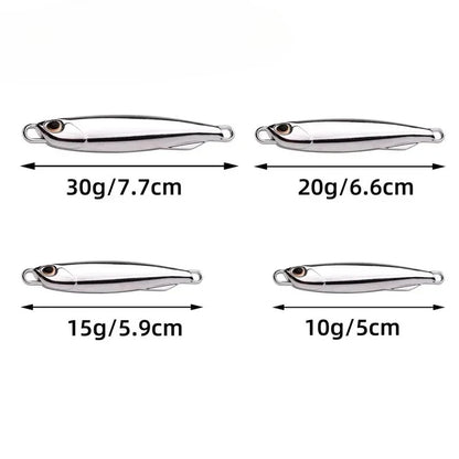10pcs/pack Fishing Metal Jig Lures 30g 40g Plating Silvery Metal Jig Lure Sea Fishing Bait Fishing Lure Saltwater Bass Tackle