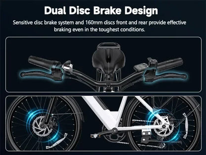 26-inch fashionable E-Bike, 600W brushless motor 48V-10.4ah lithium battery electric moped, adult electric bicycle