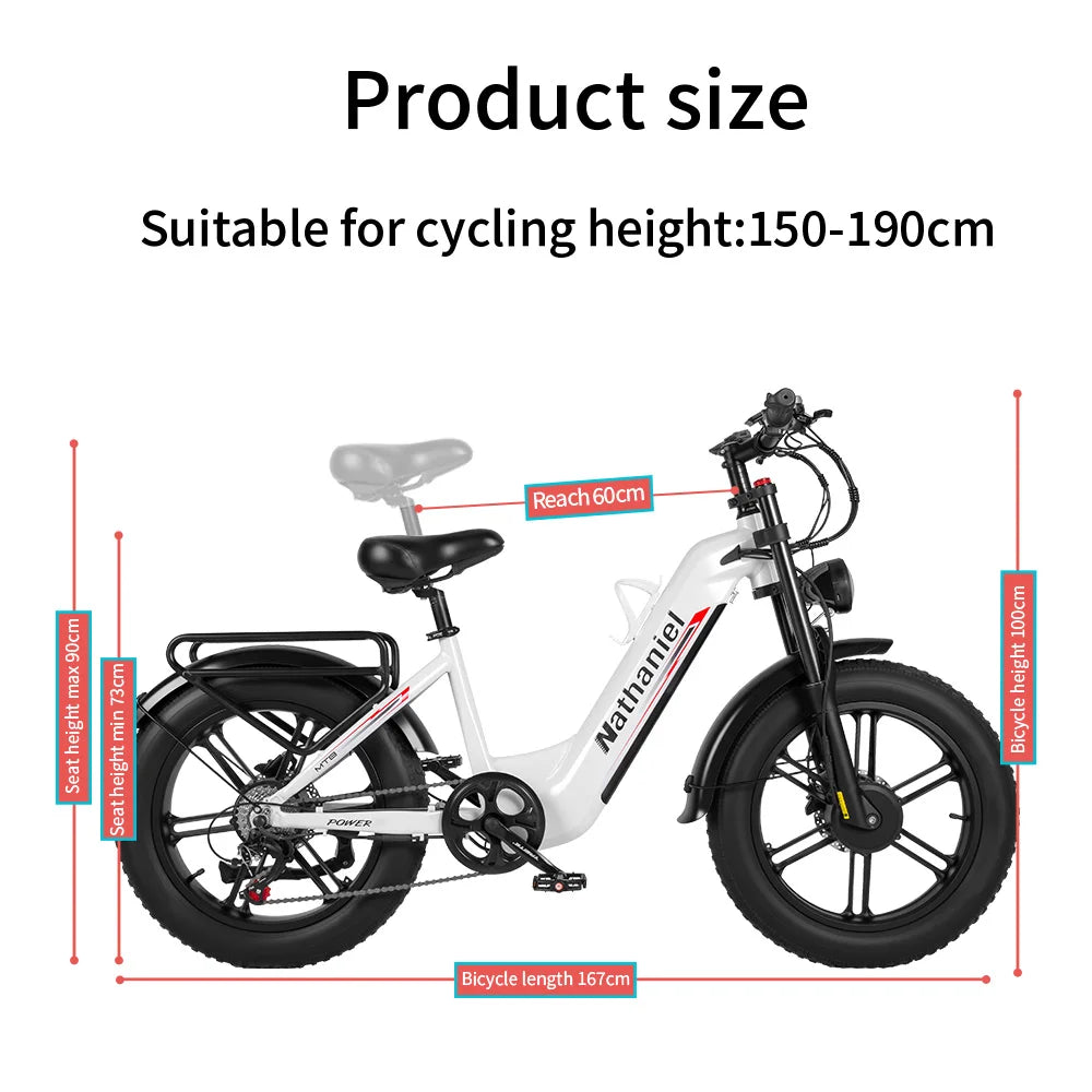 20"Electric Bike 2*1000W Motor 48V 20Ah Removable Battery 50km/h Electric Bicycle for Adults Mountain Bike with Shimano 7-Speed