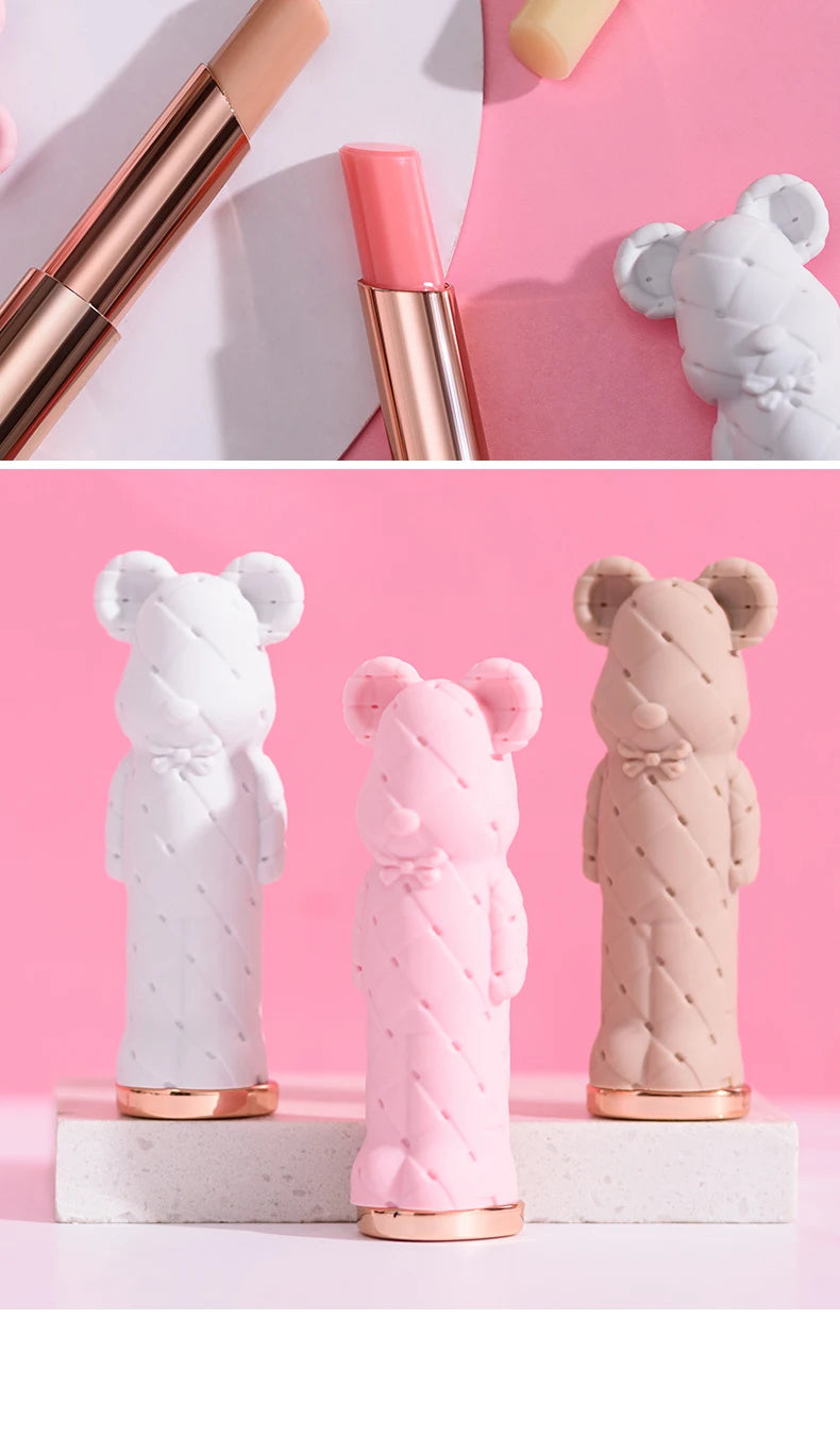 Beauty Glazed Bear Moisturizing Lipstick,Colored Lip Balm,Nourishing Lip stick,Easy To Color,Watery