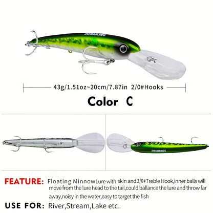 1pc 20cm Floating Fishing Lure with Hooks - Lifelike Artificial Bait for Freshwater and Saltwater Fishing