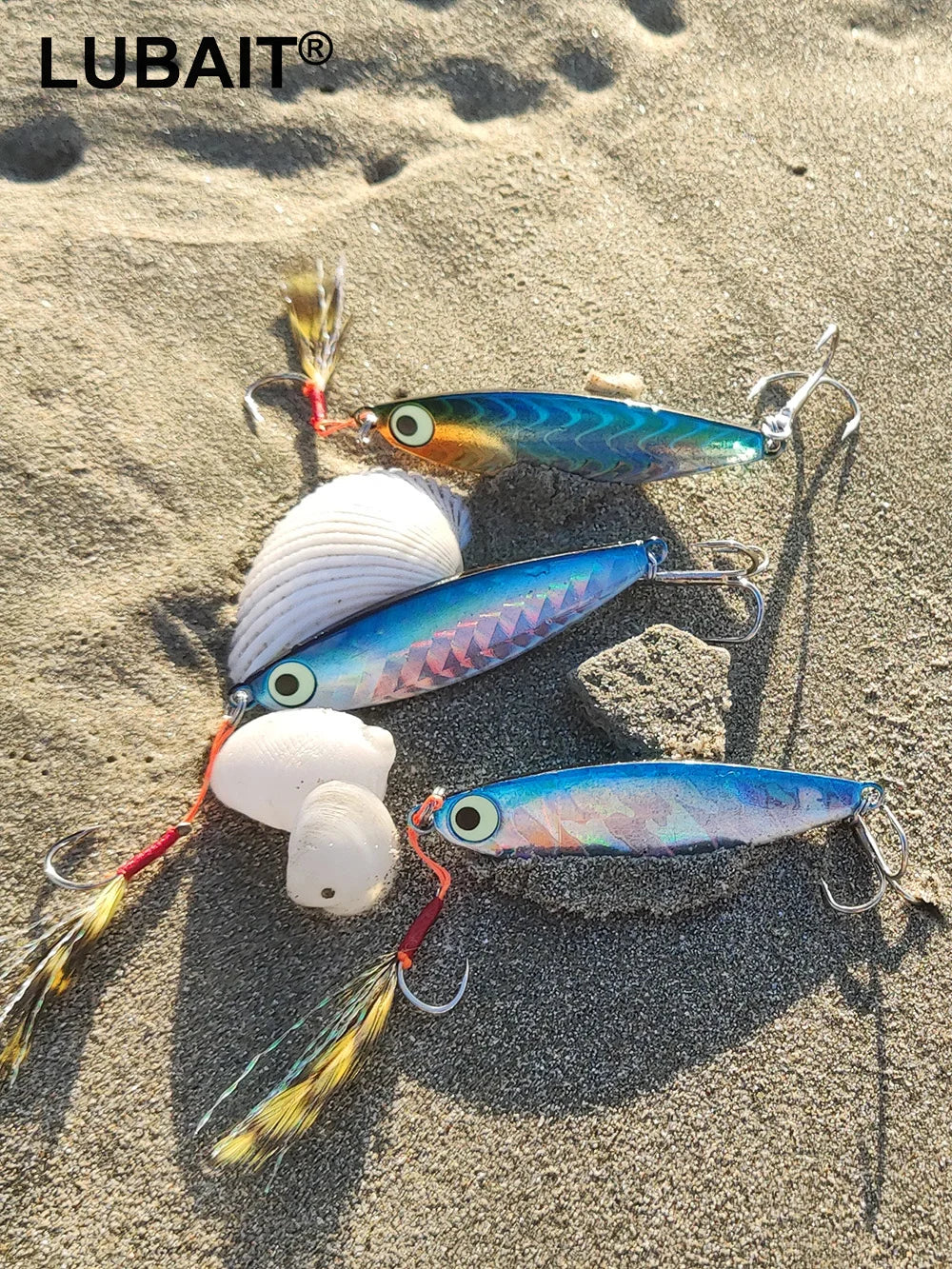 Fishing Lures Metal Jig Spinning Spoon Feather Carbon Hook Hard Artificial Bait Luminous Eye Sinking Casting Bass Tackle Pesca
