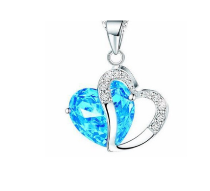 Heart Pendant Water Wave Chain Crystal Necklace for Women