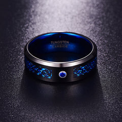BONLAVIE 8mm Men's Tungsten Wedding Band with Dragons