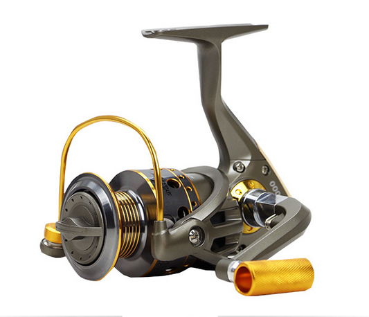 Carrete de pesca de metal de 10 ejes con manivela y engranaje