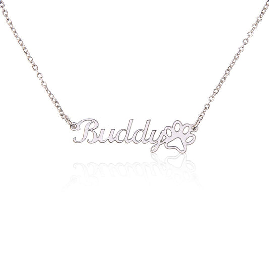 Collar clásico con nombre y huella de pata