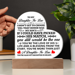Para mi nuera Honor – Placa de corazón de acrílico