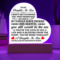 Para mi nuera Honor – Placa de corazón de acrílico
