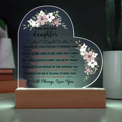 Para mi preciosa hija - Placa de corazón de acrílico