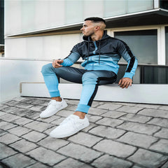 Men's Gradient Hooded Cardigan Sports Suit