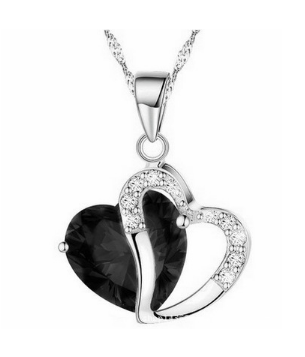Heart Pendant Water Wave Chain Crystal Necklace for Women