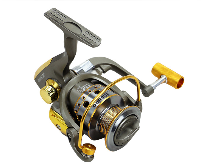 Carrete de pesca de metal de 10 ejes con manivela y engranaje