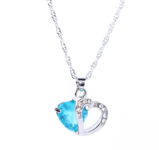 Heart Pendant Water Wave Chain Crystal Necklace for Women