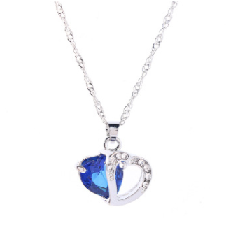 Collar de cristal con colgante de corazón y cadena de ondas para mujer