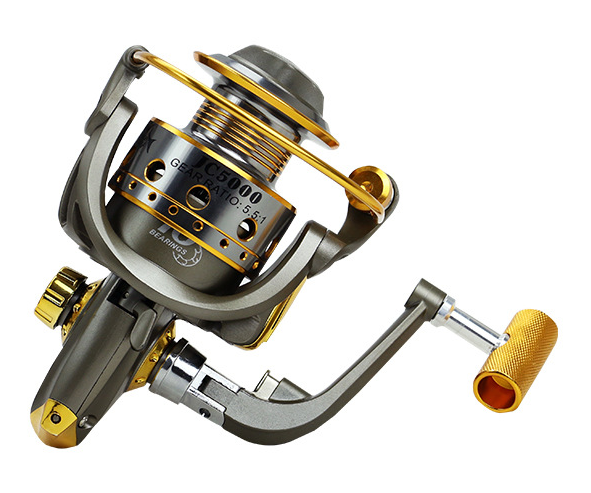Carrete de pesca de metal de 10 ejes con manivela y engranaje