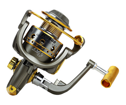 Carrete de pesca de metal de 10 ejes con manivela y engranaje