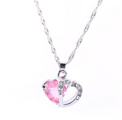 Heart Pendant Water Wave Chain Crystal Necklace for Women