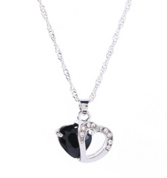 Heart Pendant Water Wave Chain Crystal Necklace for Women