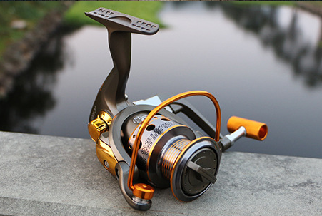 Carrete de pesca de metal de 10 ejes con manivela y engranaje