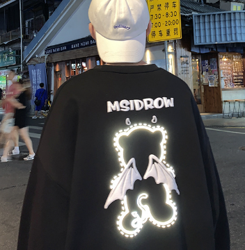 3D Letter Bear Reflective Print Plus Size Couple Sweater