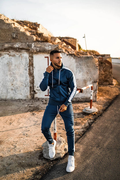 Men's Gradient Hooded Cardigan Sports Suit